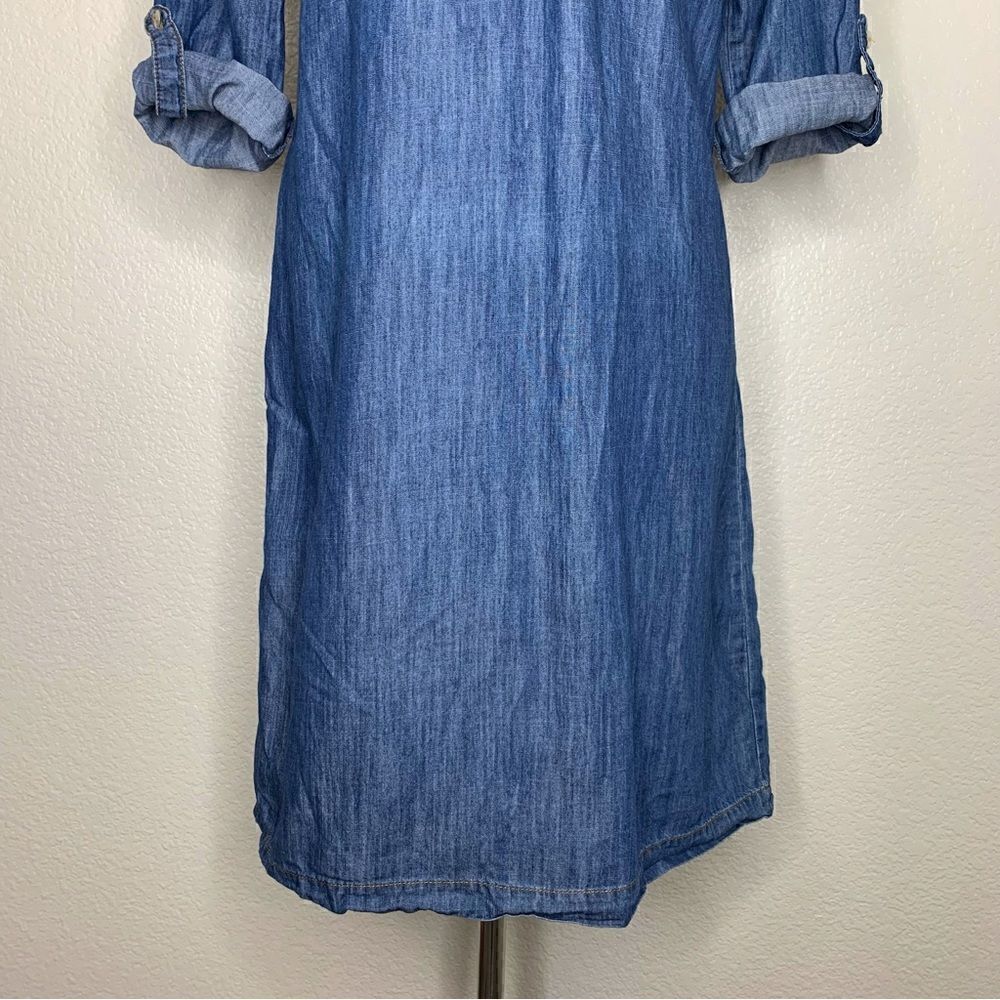 Spense Lyocell Blend Women’s Blue Chambray Shirt Dress - Picture 4 of 13
